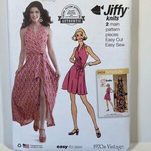 Simplicity S9793 1970s Vintage Reprint Halter Wrap Dress Sewing Pattern Sz 8-16